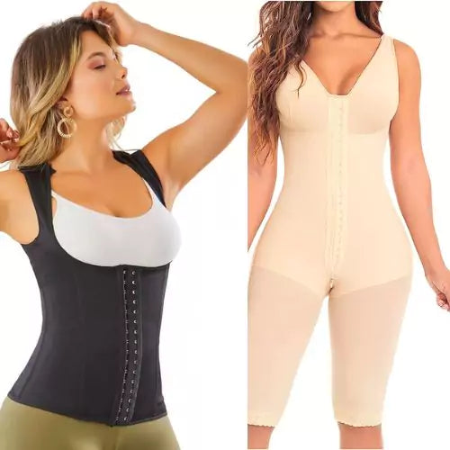 Colombian Fajas Hid Back Zip And Hooks Shapewear Tummy Control Adjustable  one piece High Compression Bodysuit