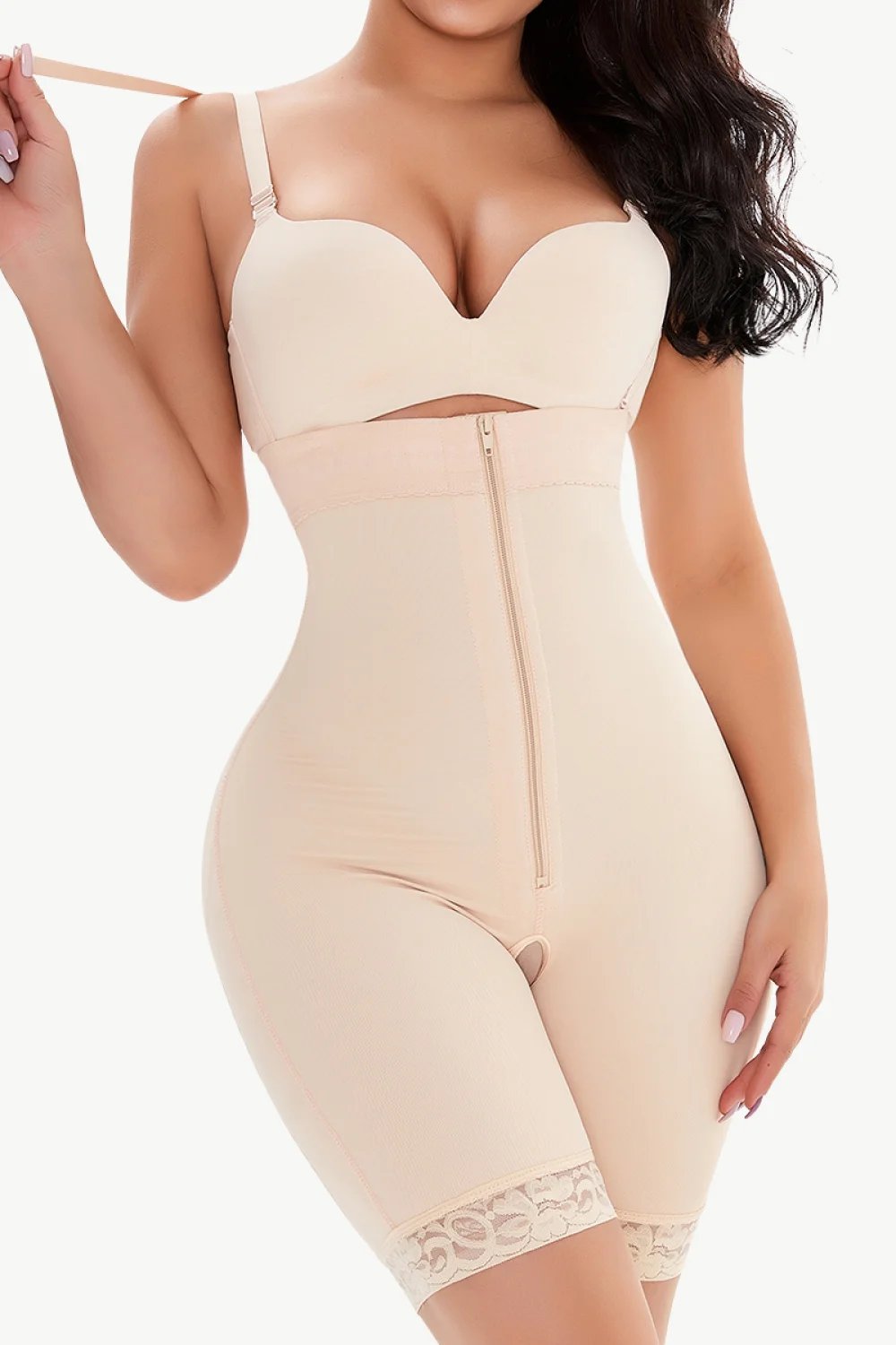 Shapewear & Fajas The Best Faja Fresh and Light body briefer for women  Sexy-lace Open bust adjustable straps Flat Front zipper Lined abdominal