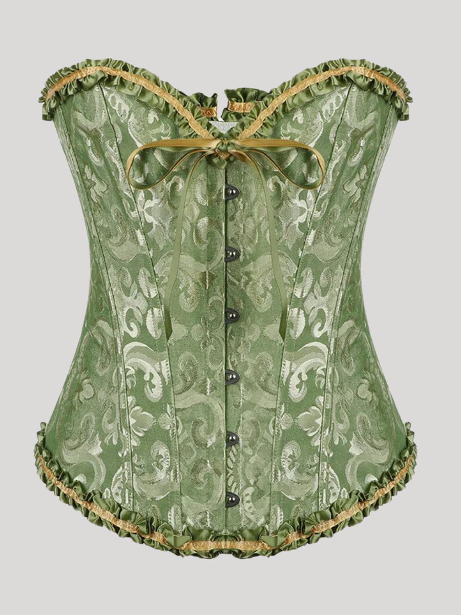 Sexy Satin Lace Up Corset Bustier army-green-color