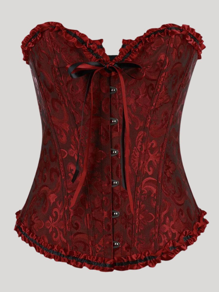 Curve Creator Stylish Lace Up Gothic Bustiers Corsets Satin Steel Boned Bodyshaper Deep Red
