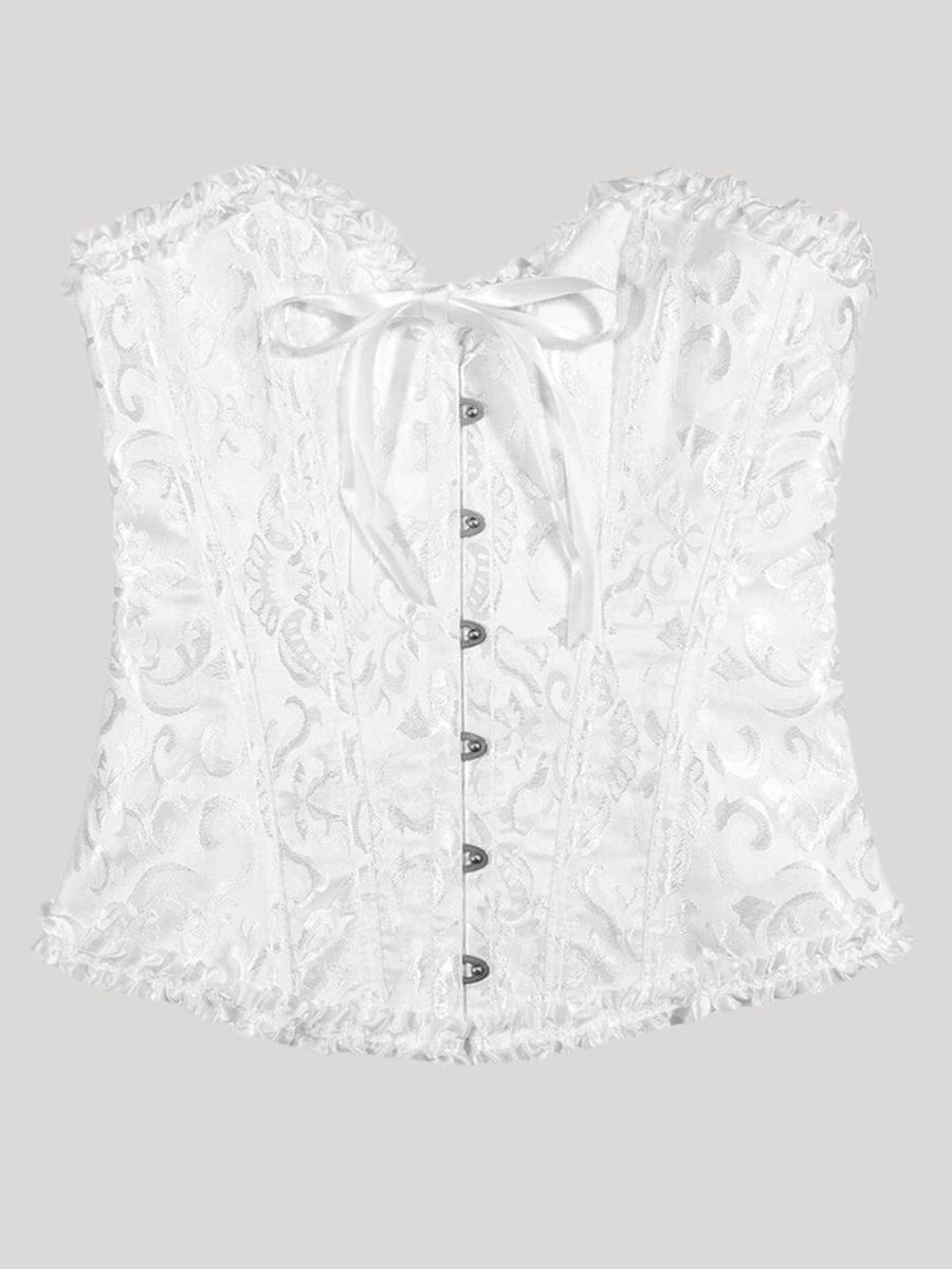 Curve Creator Stylish Lace Up Gothic Bustiers Corsets Satin Steel Boned Bodyshaper white