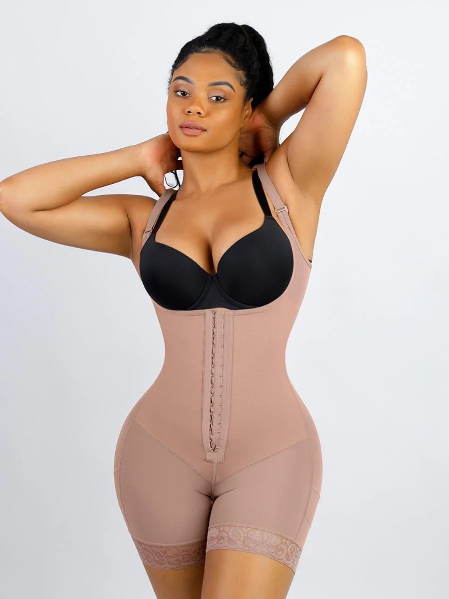 Fajas Colombianas Women's Corset Skims Postpartum Full Shapewear Charming  Curves Slimming Front Closure Hook Eye Thigh T size XXXL Color Coffee