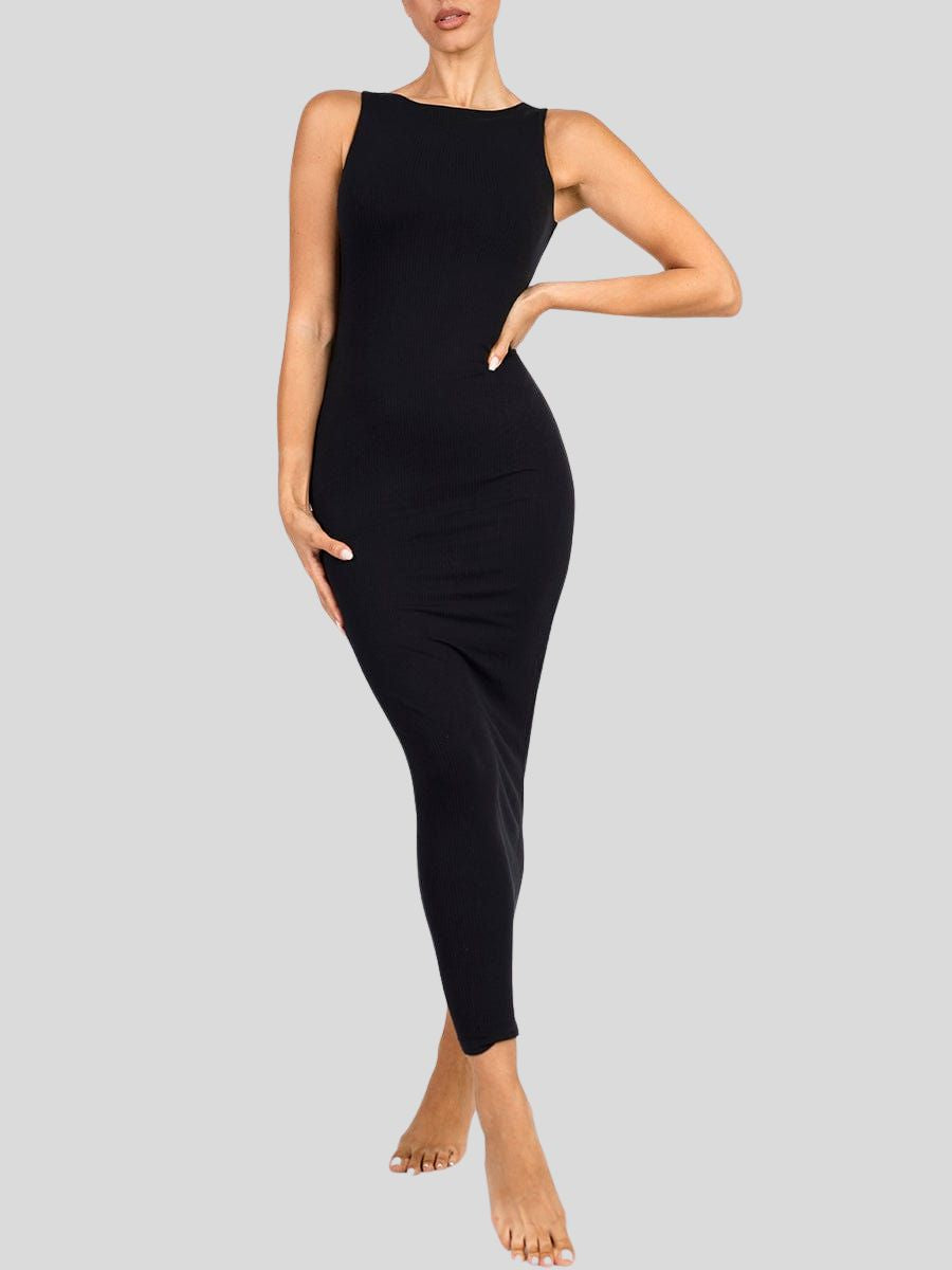 Built-in Shapewear and Crew Collar Black
