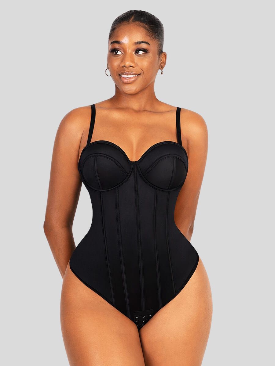 Cupped Strapless Bra-free Bodysuit Shapewear Black