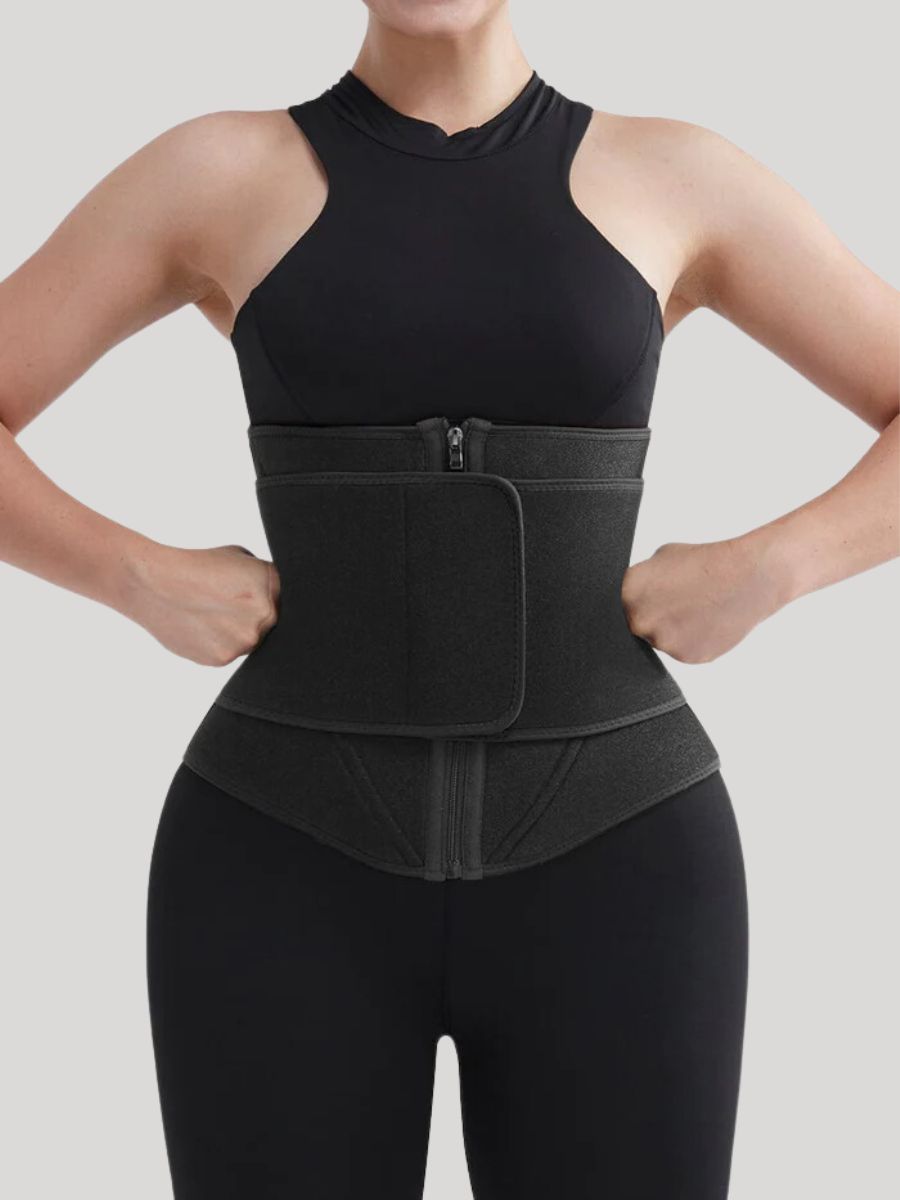 Black Neoprene Waist Trainer with 10 Steel Bones