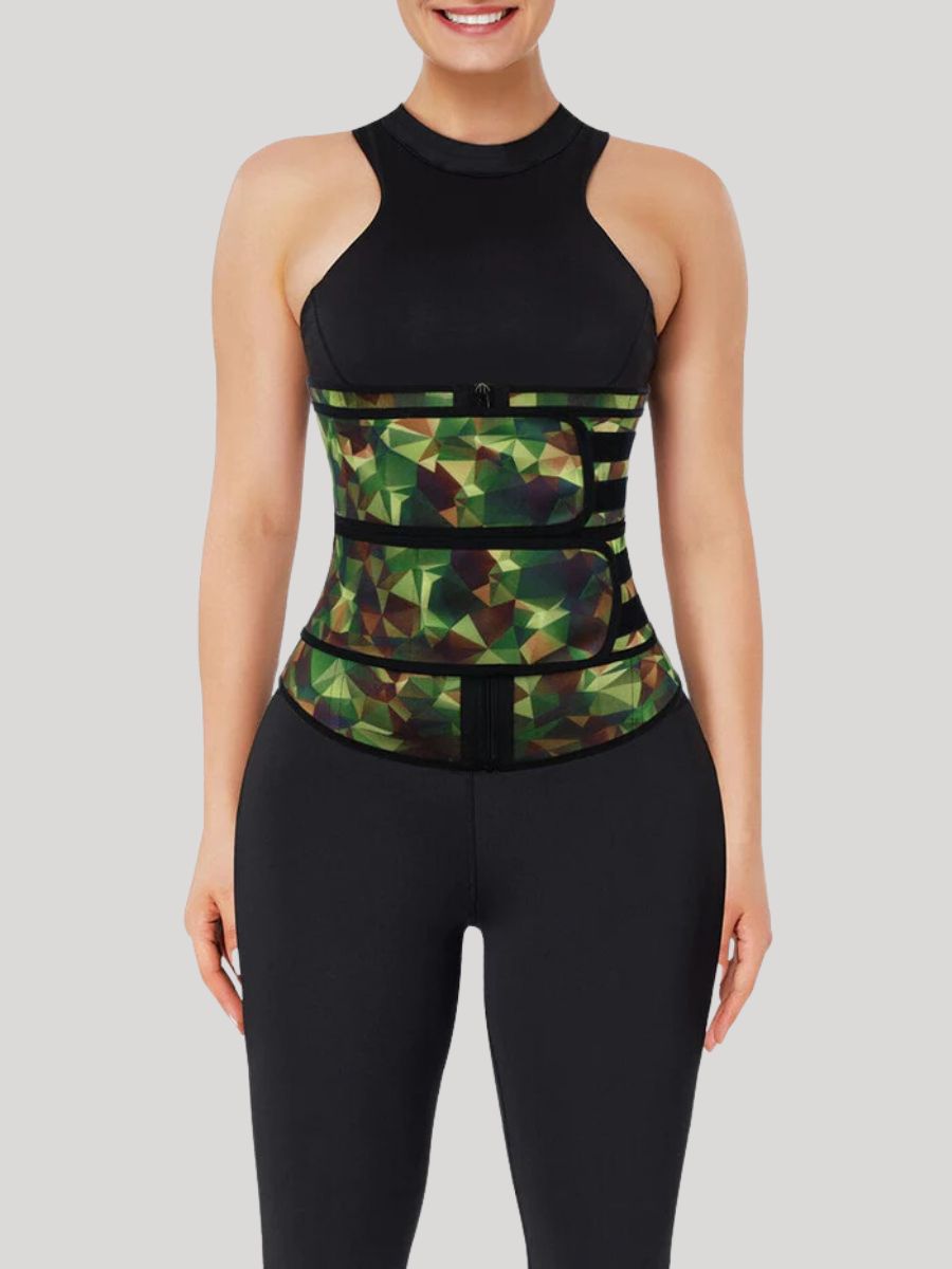 Camo Latex Double Belts Waist Trainer for Slimming Tummy