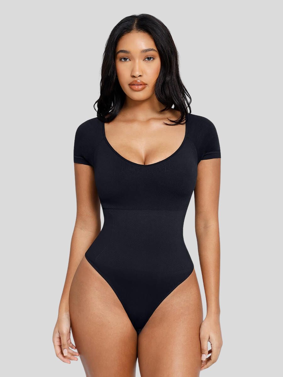 Chest Support Shapewear Bodysuit Black