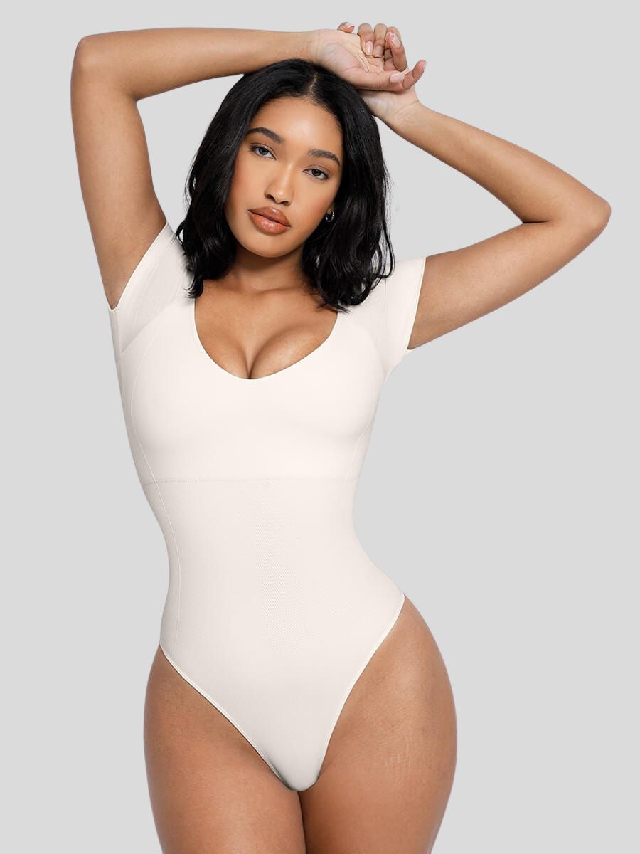 Chest Support Shapewear Bodysuit White