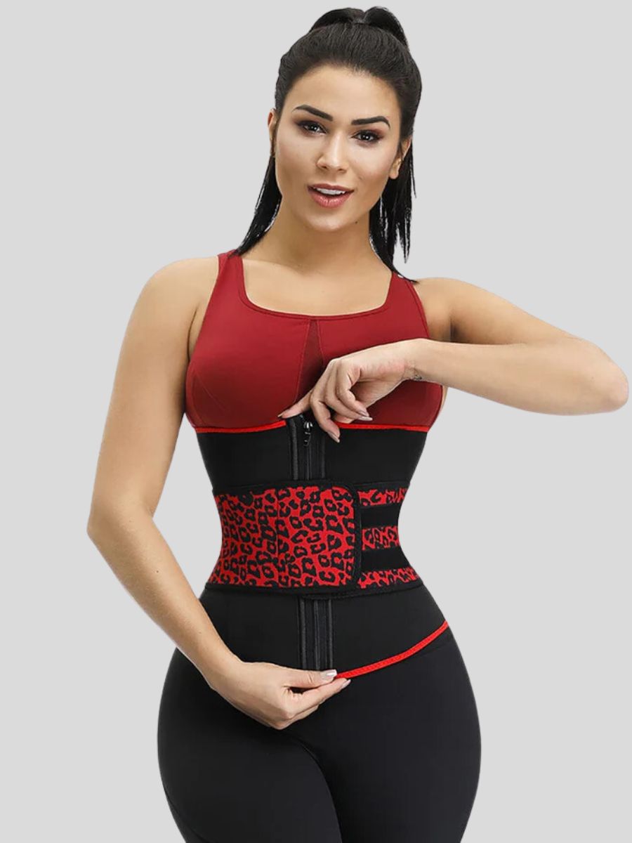 Leopard Print Neoprene Waist Cincher with 7 Steel Bones for Slimming