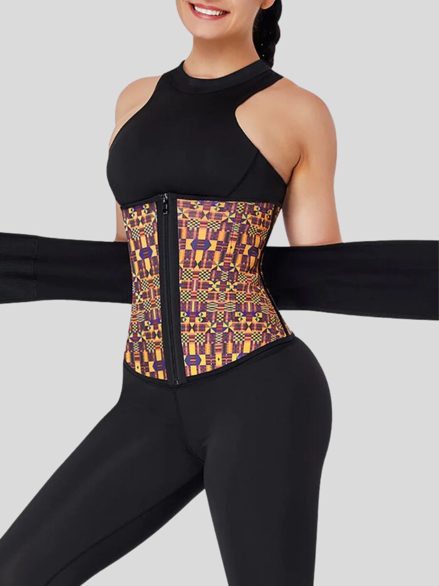 Miracle Zipper African Printing Latex Waist Trainer for Slimming Waist