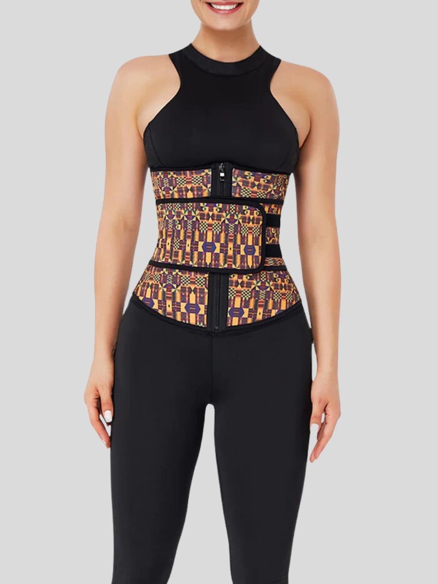 Miracle Zipper African Printing Latex Waist Trainer for Slimming Waist