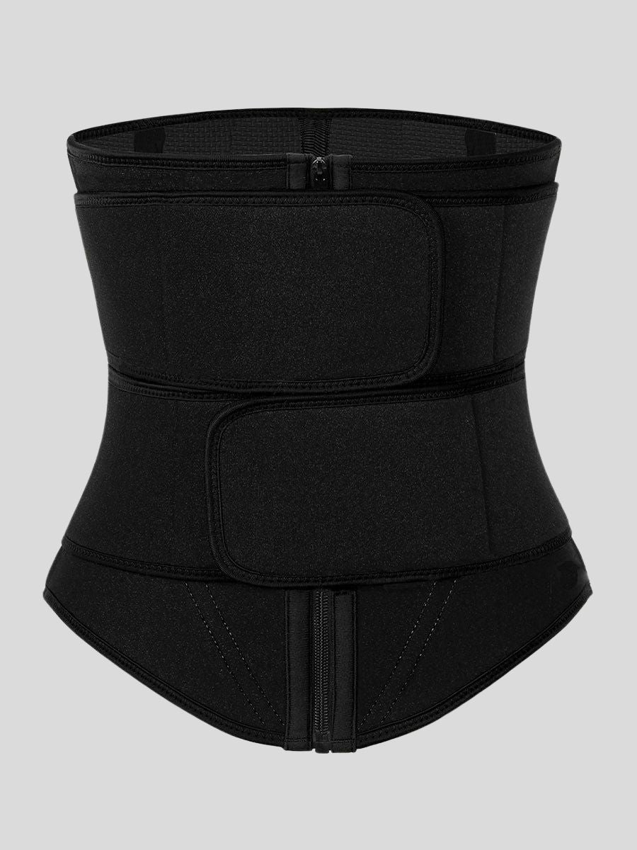 Black Neoprene Waist Trainer with Double Belts