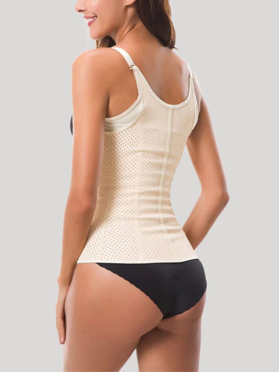 Nude Plus Latex Waist Trainer with U Shape Neck & Cami Straps back view