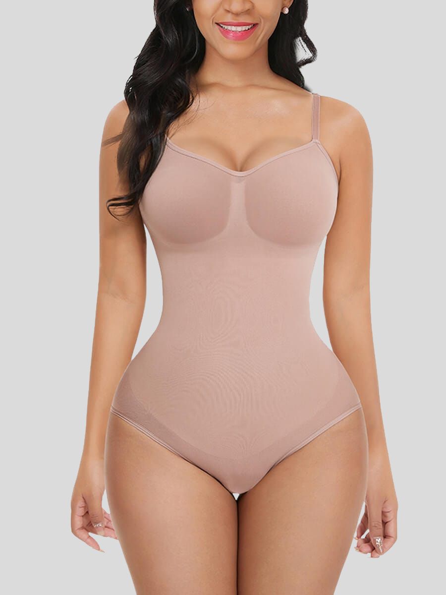 A lady wearing a light skin One-Piece Shapewear Briefs for Sculpting and Tightening the Abdomen