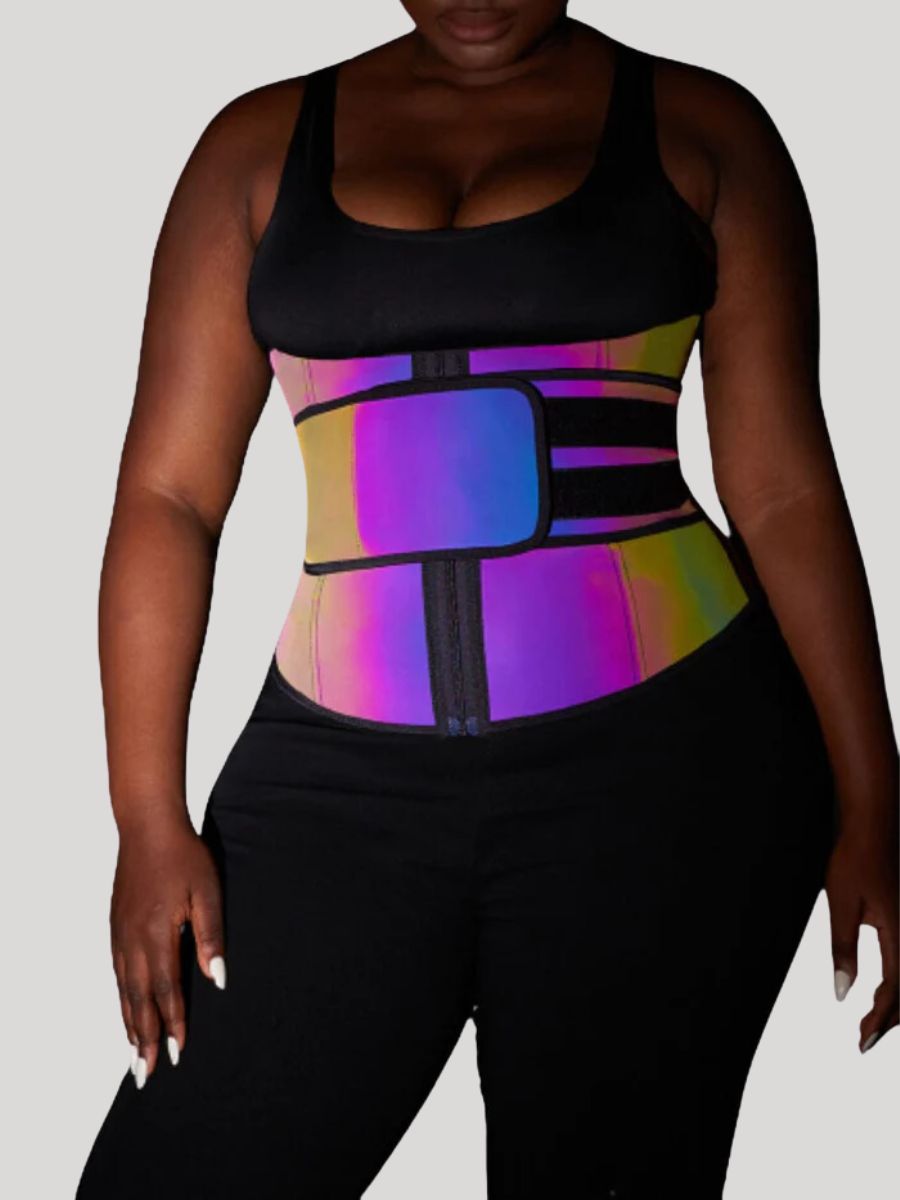 Rainbow Reflective Latex Waist Trainer