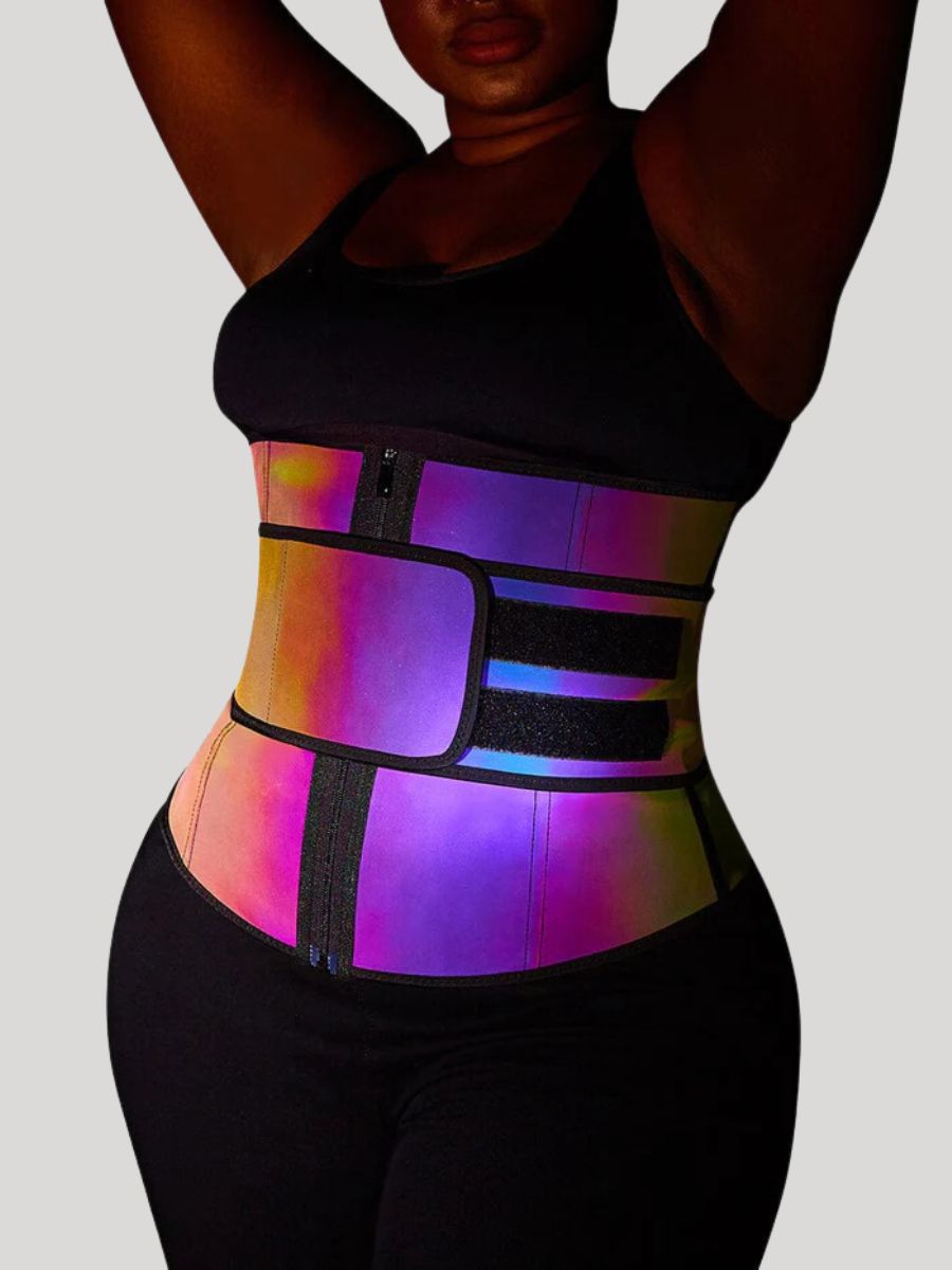 Rainbow Reflective Latex Waist Trainer for Women