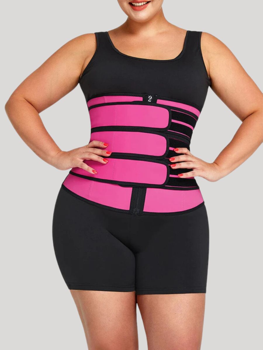 Rose Red Waist Trainer with 7 Steel Bones for Midsection Control