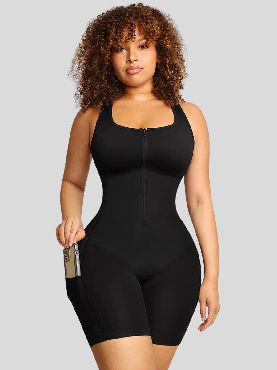 Athletic Bodyshaper with Pockets for Active Comfort Black