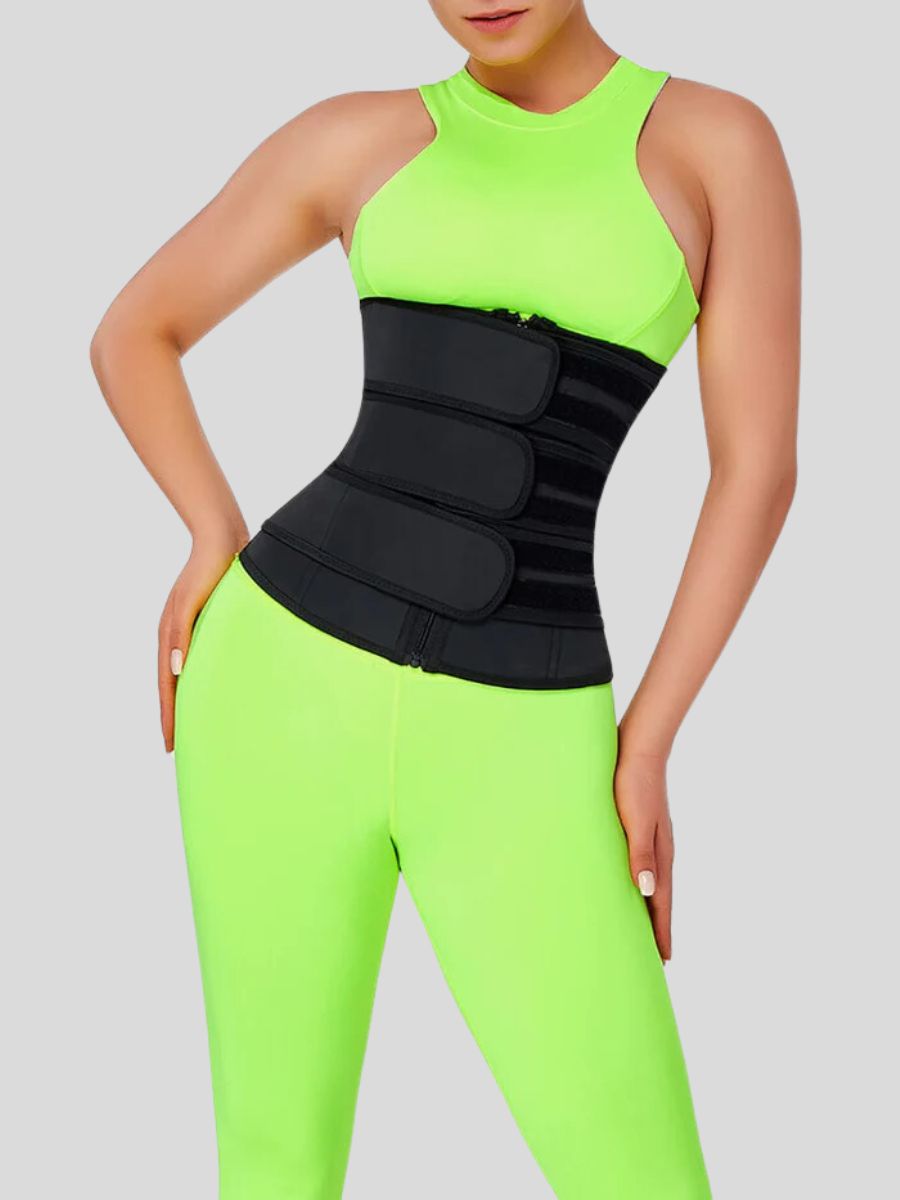 Tummy Waist Trainer with 7 Steel Bones and Zipper Control Black