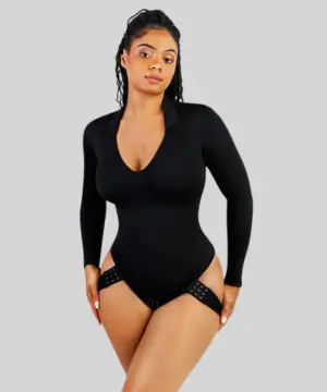 Deep V Neck Butt Lifting Thong Bodysuit Abdomen thong bodysuit